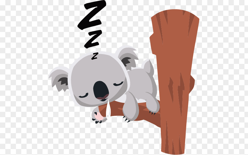 Koala Sleeping In A Tree Vector Bear Cartoon Clip Art PNG