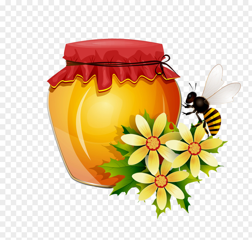 Bee Honeycomb Mason Jar Illustration PNG