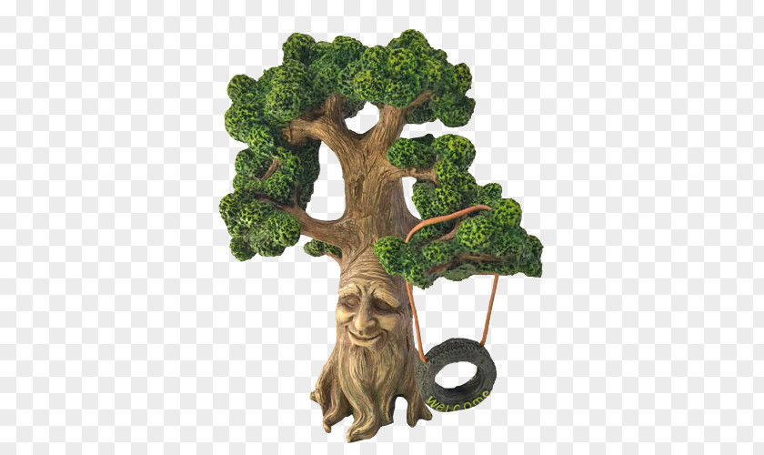 Hand-painted Tree Garden Gnome Fairy Door PNG