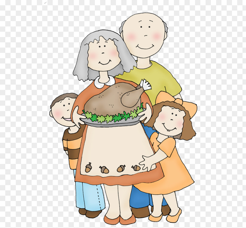 Cartoon Illustration Family Roast Turkey PNG