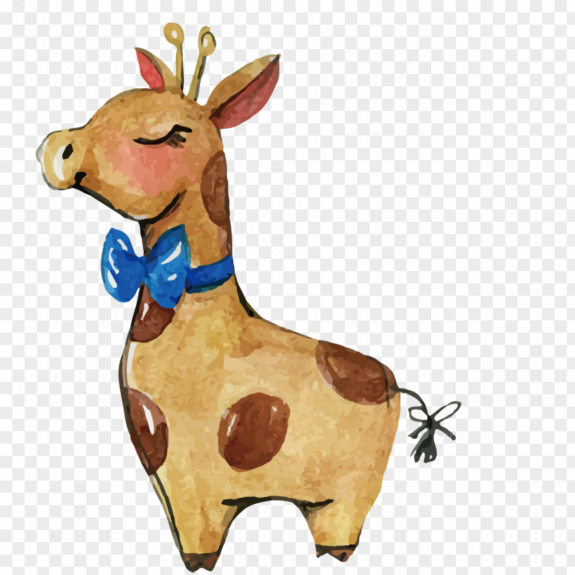 Vector Deer Giraffe Poster Art Watercolor Painting PNG