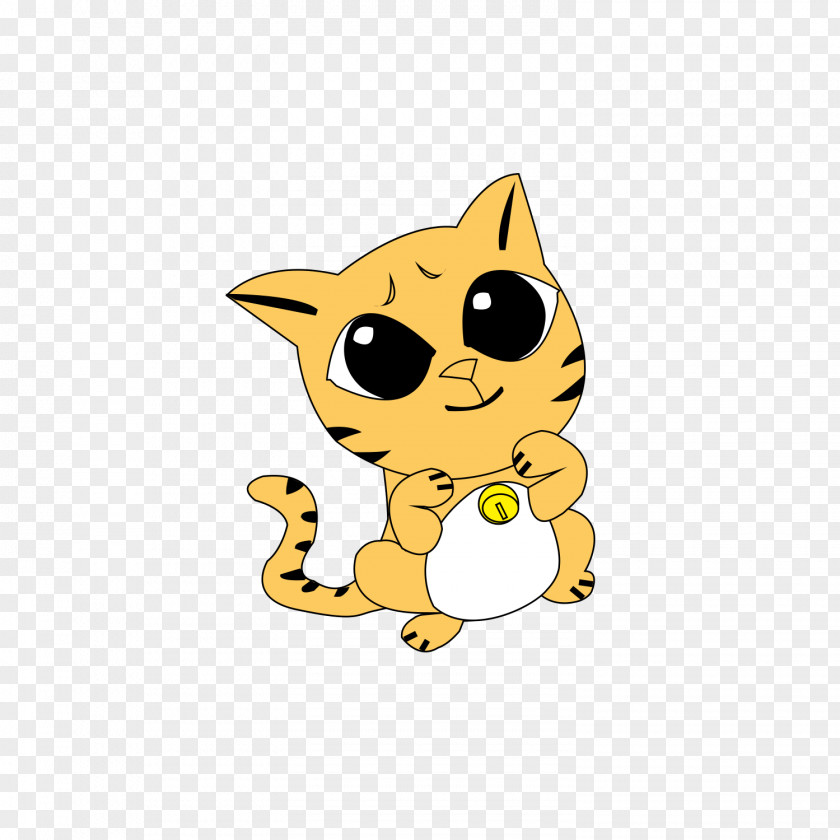 Cartoon Hand-painted Little Yellow Cat Kitten Whiskers Drawing PNG