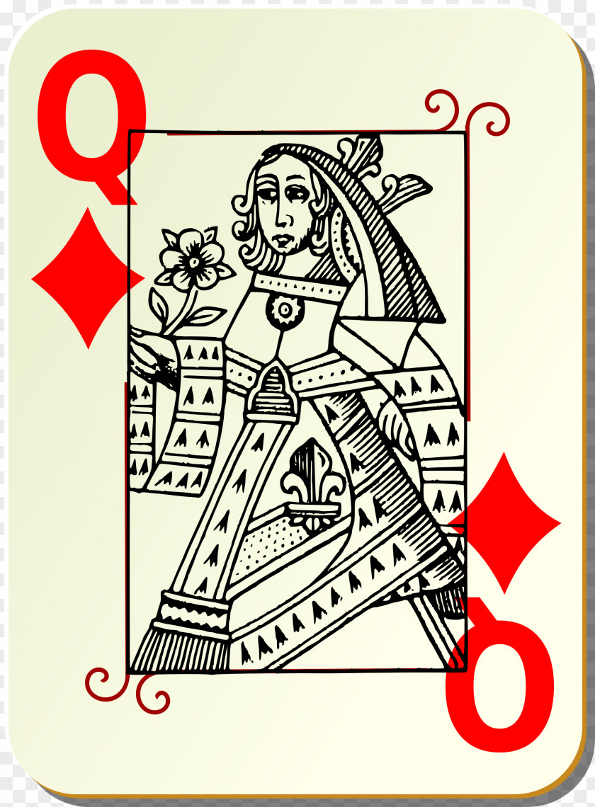 Queen Red Vector Graphics Playing Card Of Clubs PNG