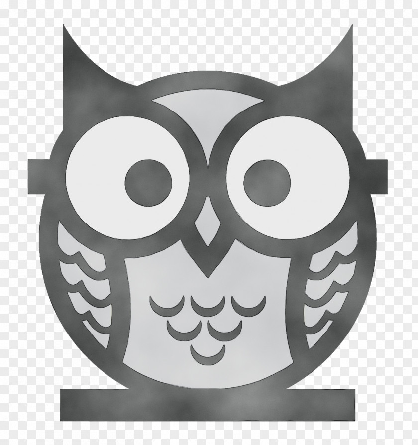 Blackandwhite Stencil Owl Cartoon PNG