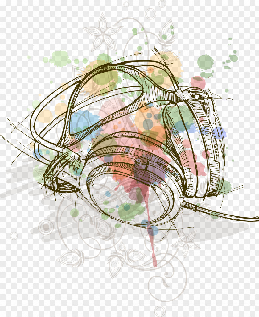 Hand-drawn Cartoon Headset IPad Mini Text Illustrator Illustration PNG