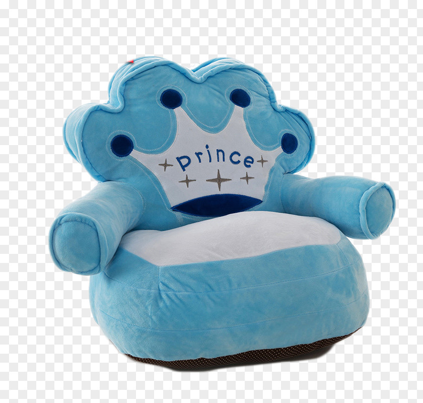 Blue Crown Children Small Sofa Couch Stuffed Toy Icon PNG