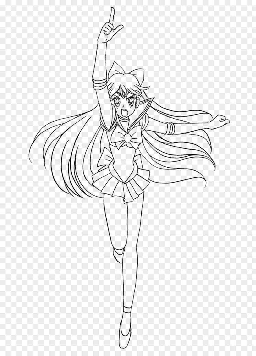 Sailor Moon Venus Jupiter Mars Line Art Sketch PNG