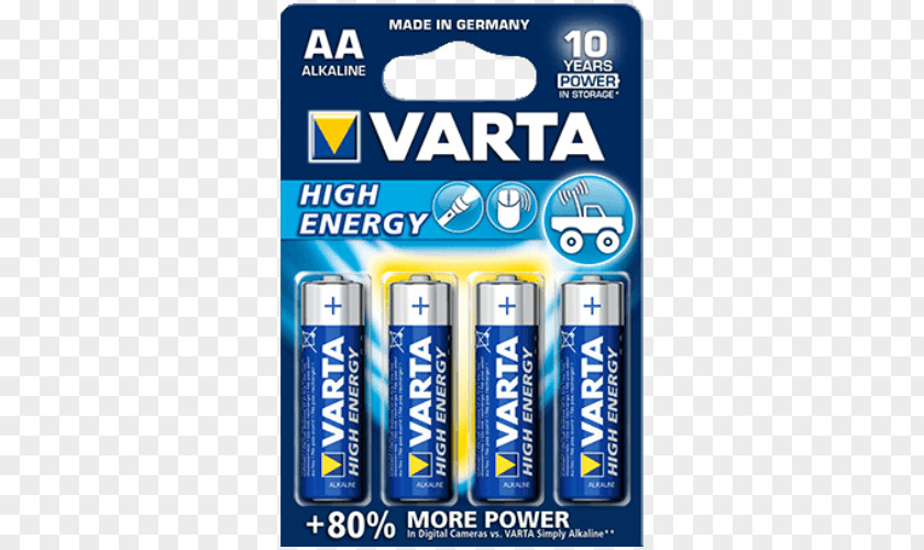 Energy AA Battery Alkaline Electric VARTA Nine-volt PNG