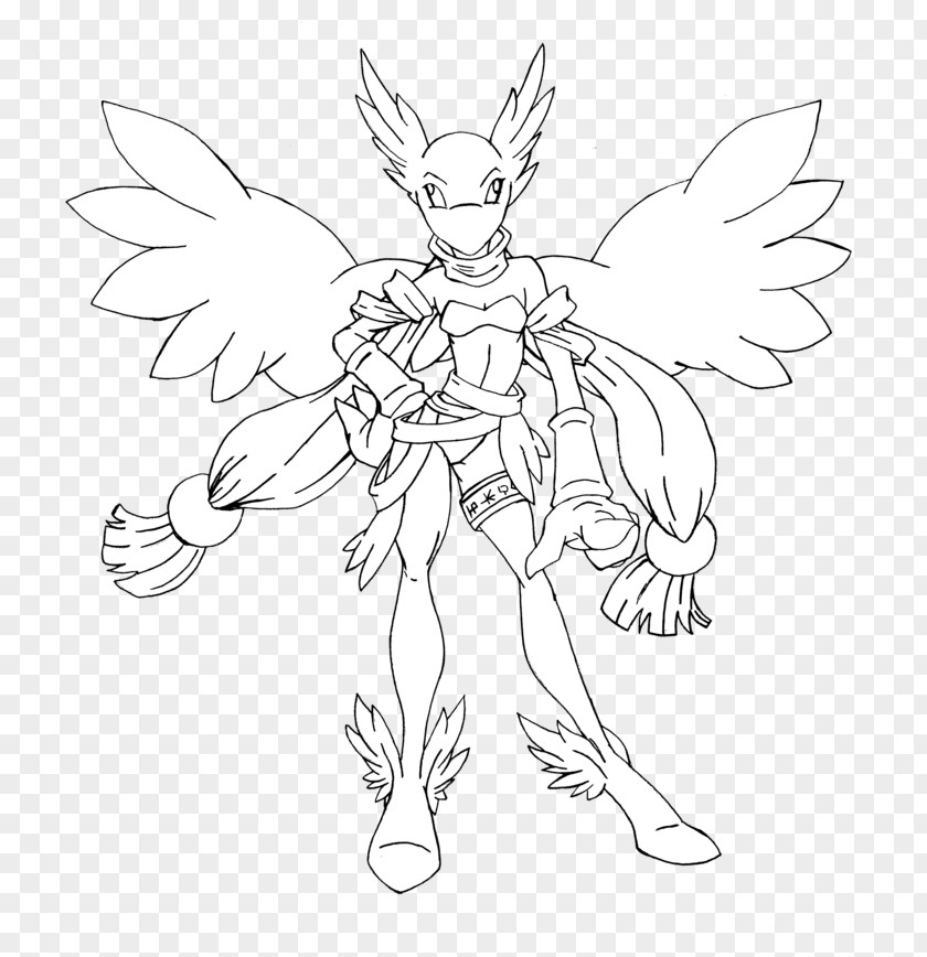 Insect Line Art Drawing Fairy Costume Design PNG