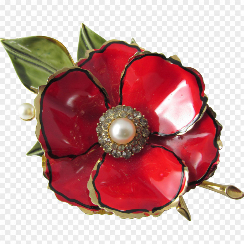 Poppy Brooch Earring Jewellery Imitation Gemstones & Rhinestones PNG