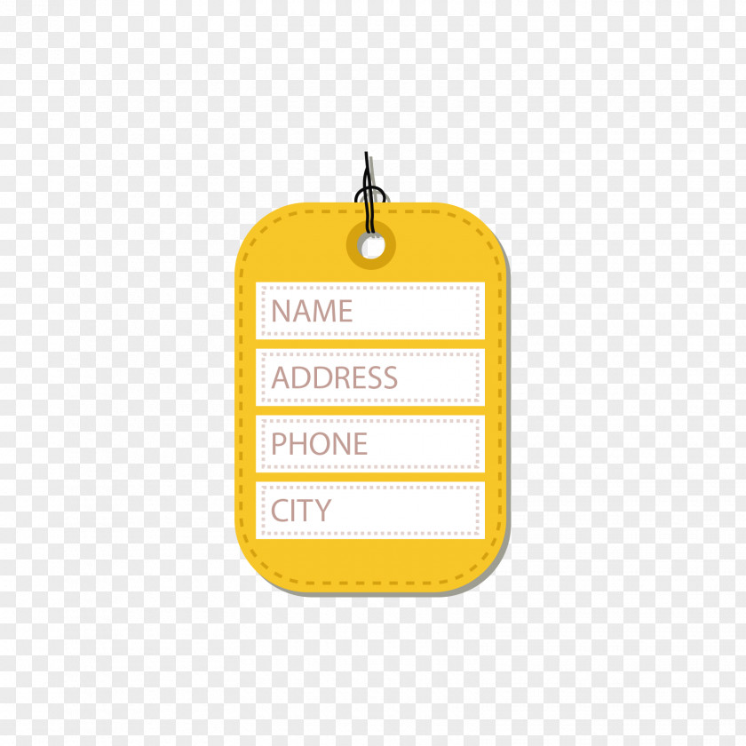Yellow Square Rounded Luggage Tag Bag Baggage PNG