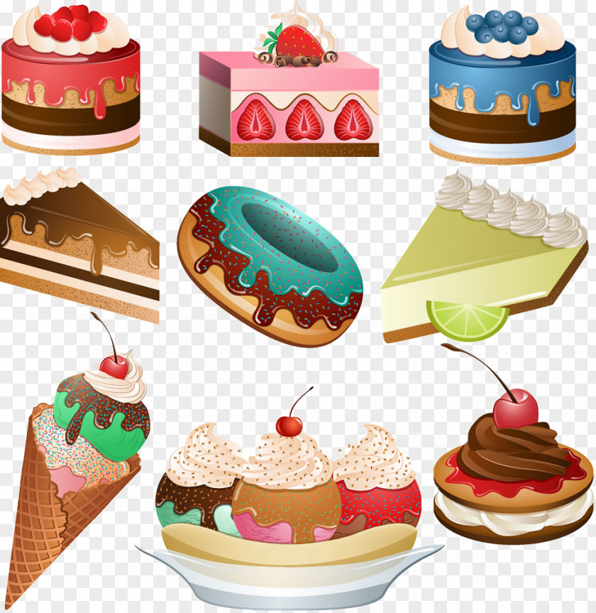 Cartoon Illustration Ice Cream Cake French Cuisine Breakfast Cupcake Cherry Pie Clip Art PNG