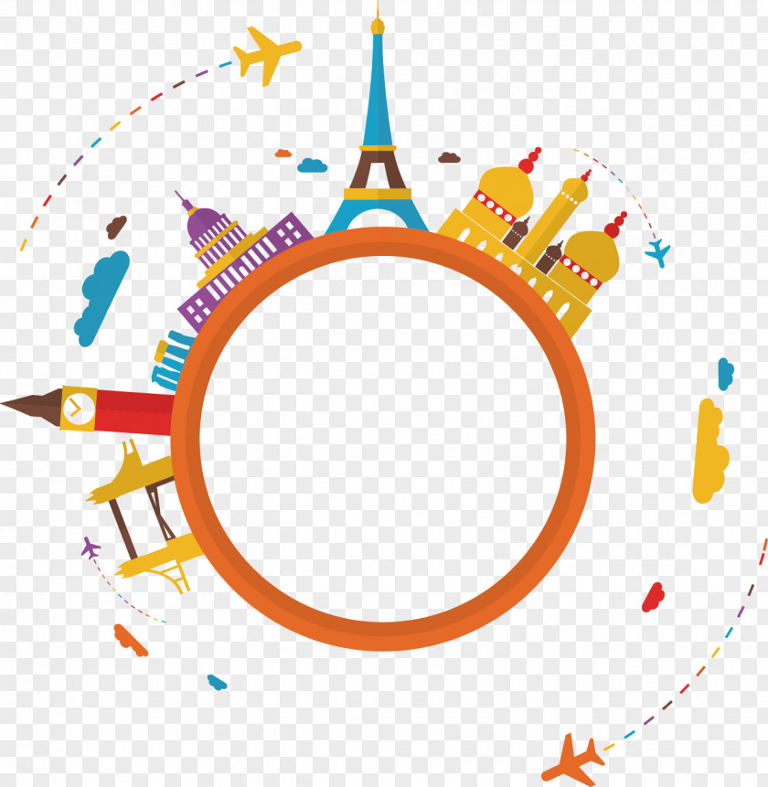 Round Vector Elements Aircraft World Travel Clip Art PNG