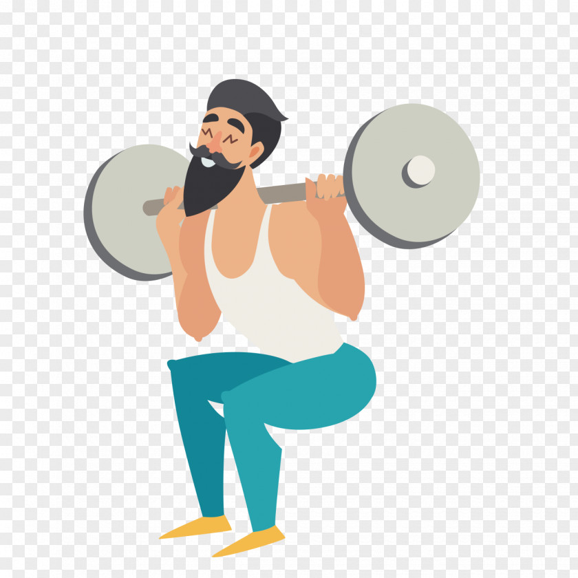 Cartoon Weight Lifting Vector Graphics Fitness Centre Exercise Squat Physical PNG