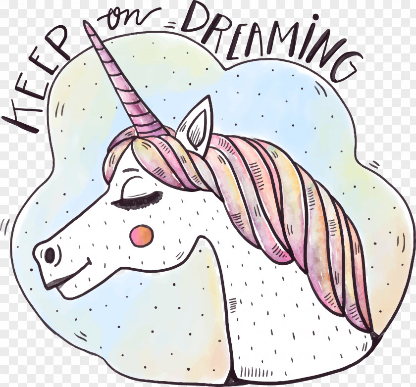 Cute Animal Hand Painted Watercolor Unicorn Rainbow Euclidean Vector Illustration PNG