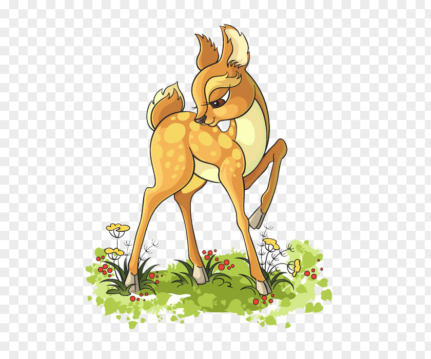Hand-painted Deer Cartoon Clip Art PNG