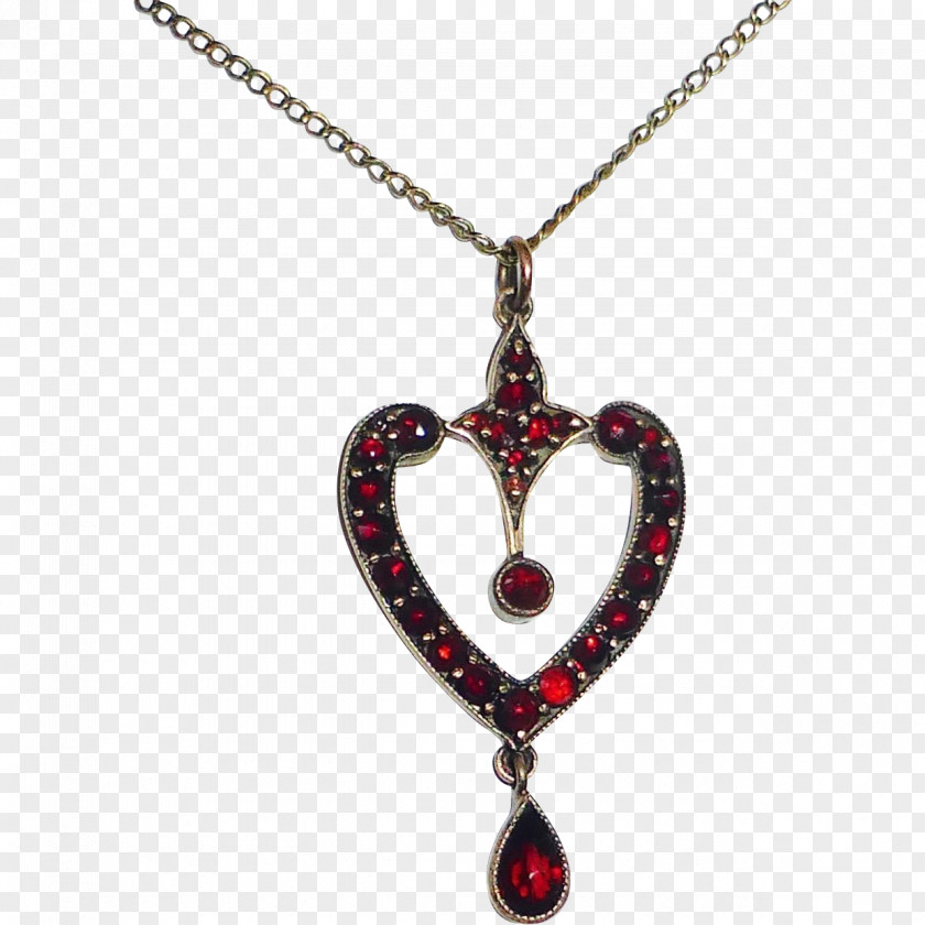 Necklace Locket Ruby Edwardian Era Garnet PNG