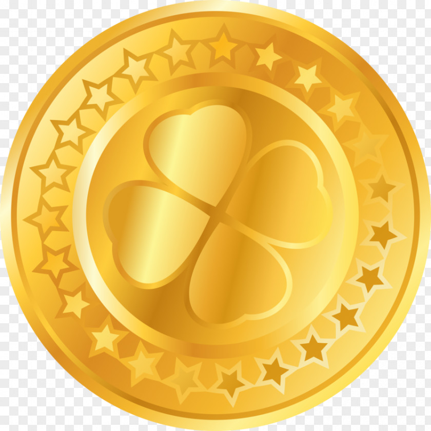 Vector Gold Coins Coin Four-leaf Clover PNG