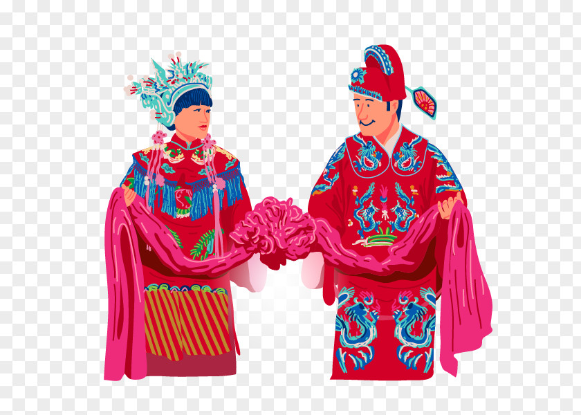 Married Bride And Groom Vector China Chinese Marriage Bridegroom PNG