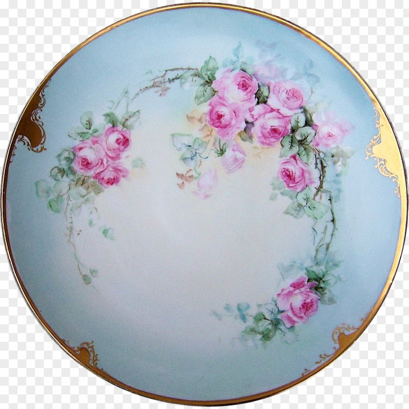 Plate Platter Floral Design Porcelain Tableware PNG