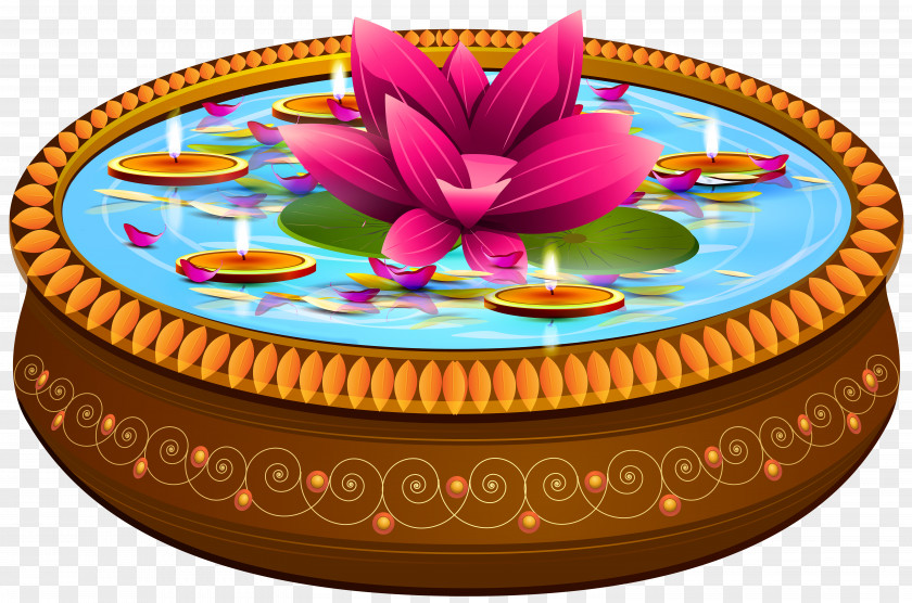 Indian Floating Candles And Lotus Transparent Clip Art Image PNG