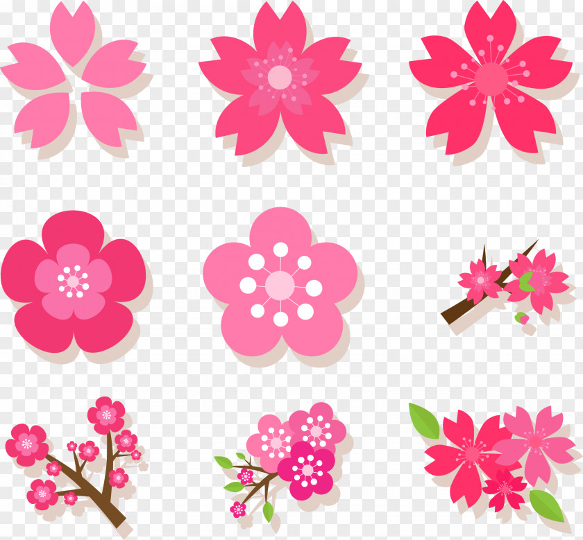 Vector Hand Painted Cherry Blossoms Flower Blossom Clip Art PNG