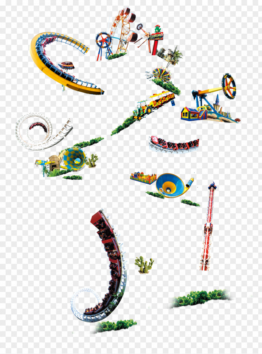 Amusement Park Rides Poster PNG