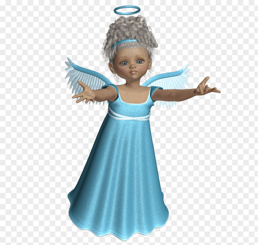 Cute 3D Angel With Blue Dress Picture Cherub PhotoScape PNG