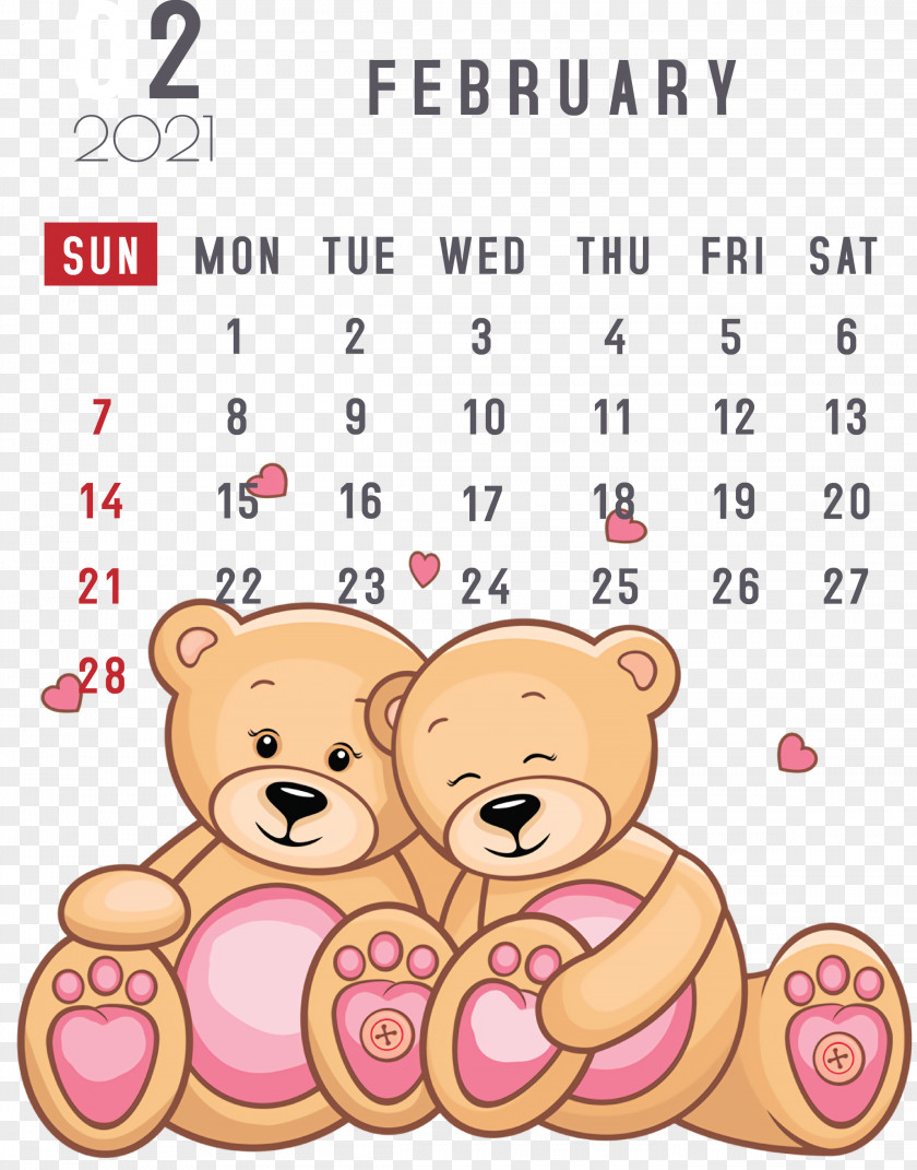 February 2021 Printable Calendar PNG