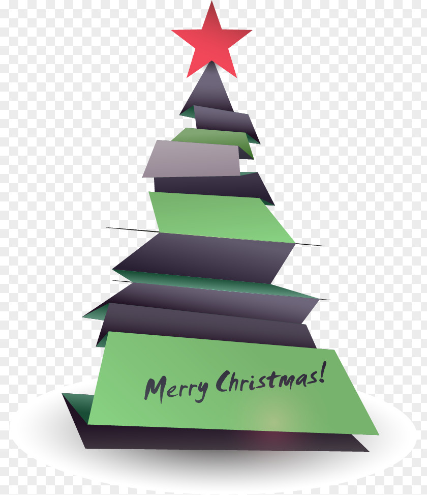 Vector Hand-drawn Origami Christmas Tree Creativity PNG
