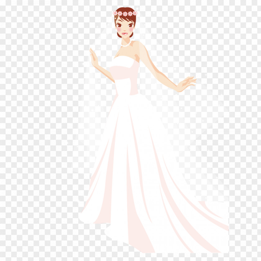 Bride Wear A Wedding Dress With Wreath Gown Formal Pattern PNG