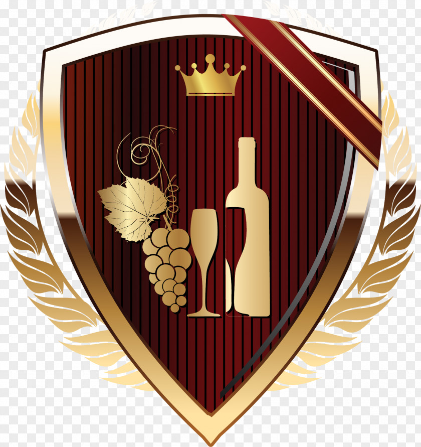 Hand Painted Gold Grape Crown Red Wine PNG