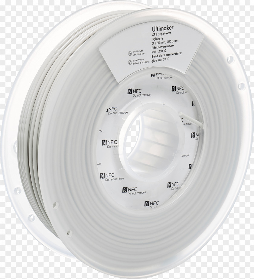 Light Ultimaker 3D Printing Filament Grey PNG