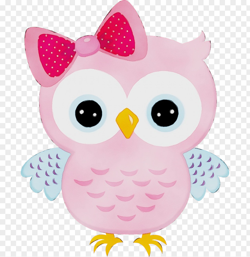 Cartoon Bird Owl Pink Clip Art Of Prey PNG