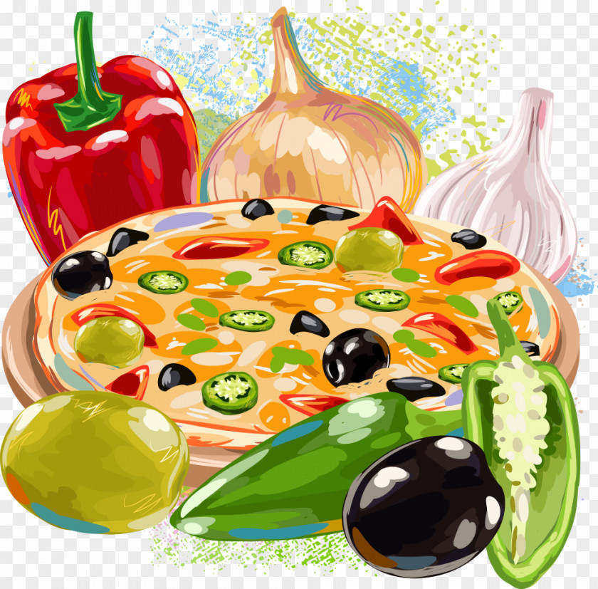 Vector Pizza And Vegetables Hamburger Fast Food PNG