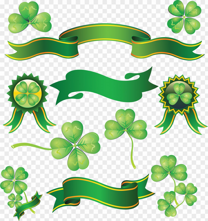 Saint Patrick's Day Ribbon Encapsulated PostScript Clover PNG