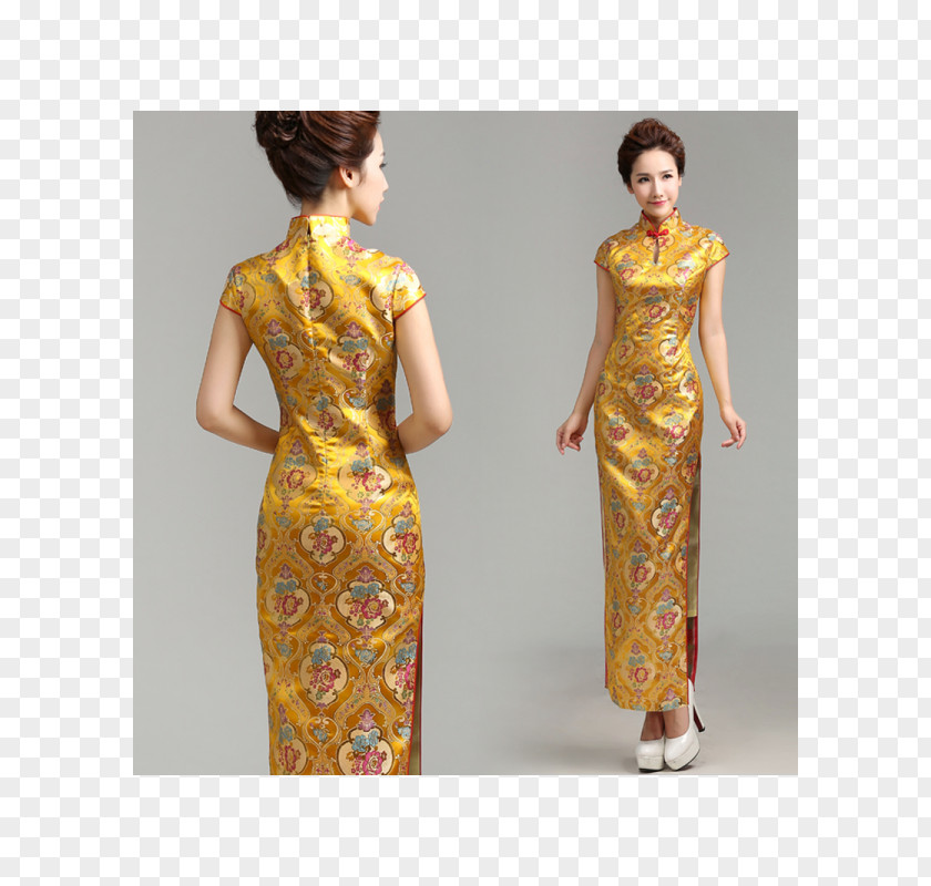 Chinese Style Cheongsam Wedding Dress Brocade Clothing PNG