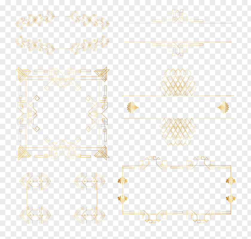 Vector Gold Frame Symmetry Angle Pattern PNG