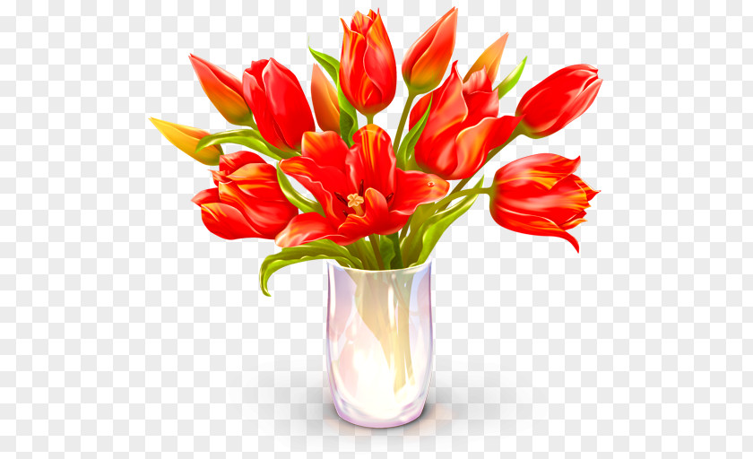 Creative Hand-painted Red Tulips Birthday Cake Gift Valentines Day Icon PNG