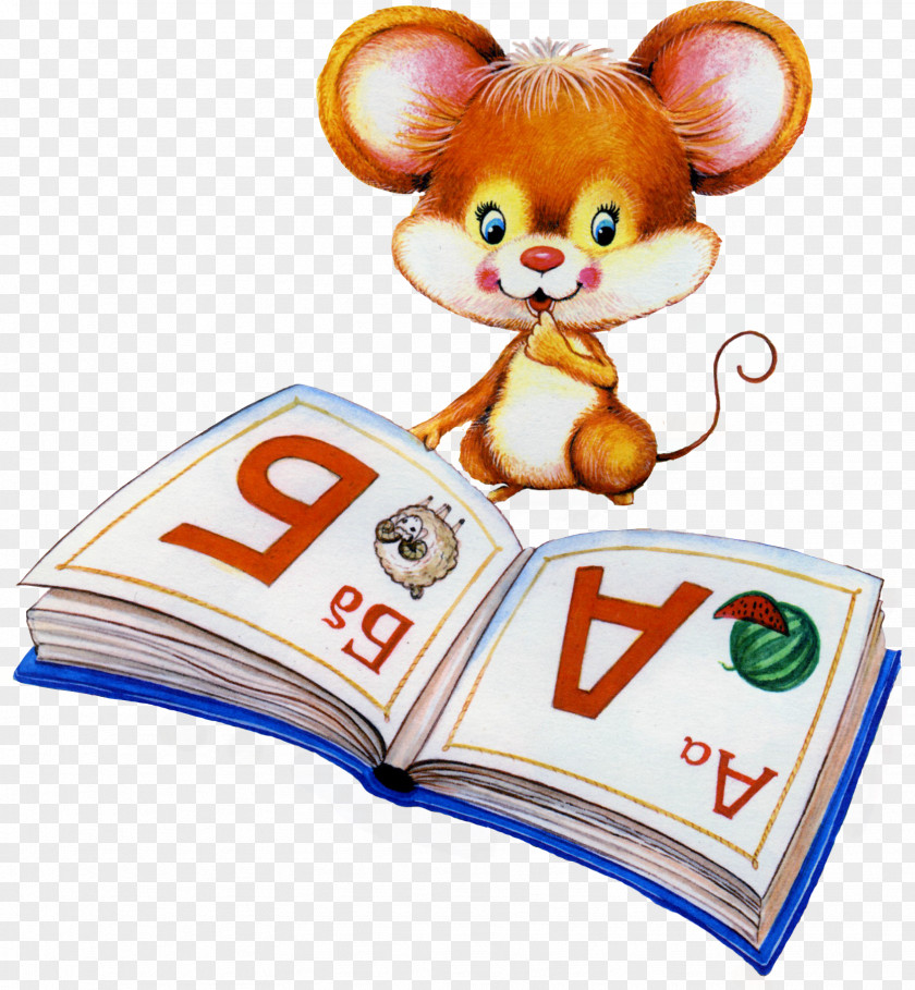 Learning Little Mouse Cartoon Language Development Child Kindergarten School PNG