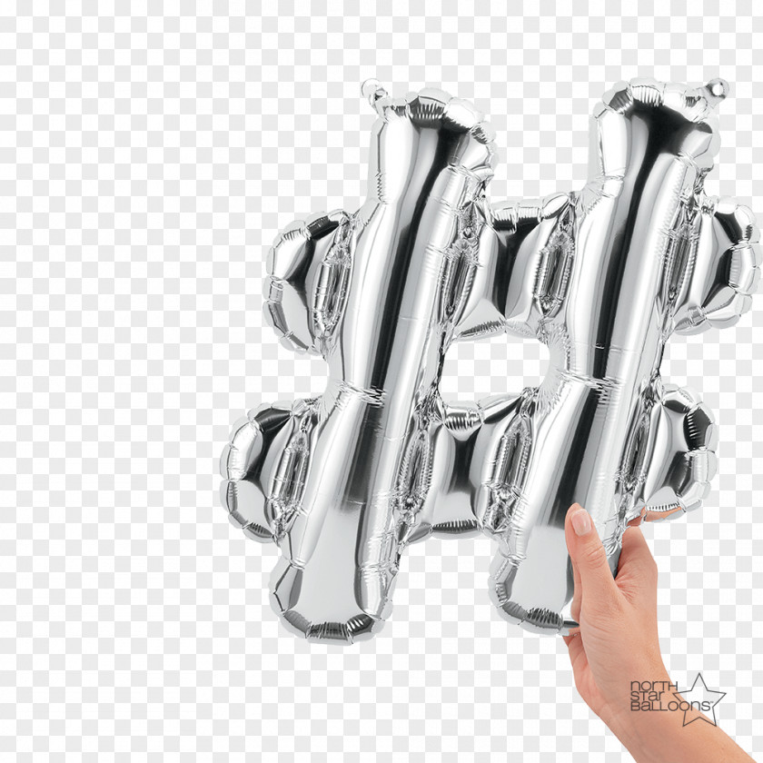 Balloon Mylar Hashtag Gold Party PNG