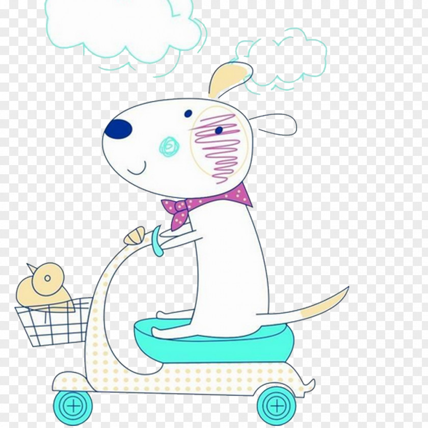 Driving Under The Clouds Of Puppies Dog Cartoon PNG