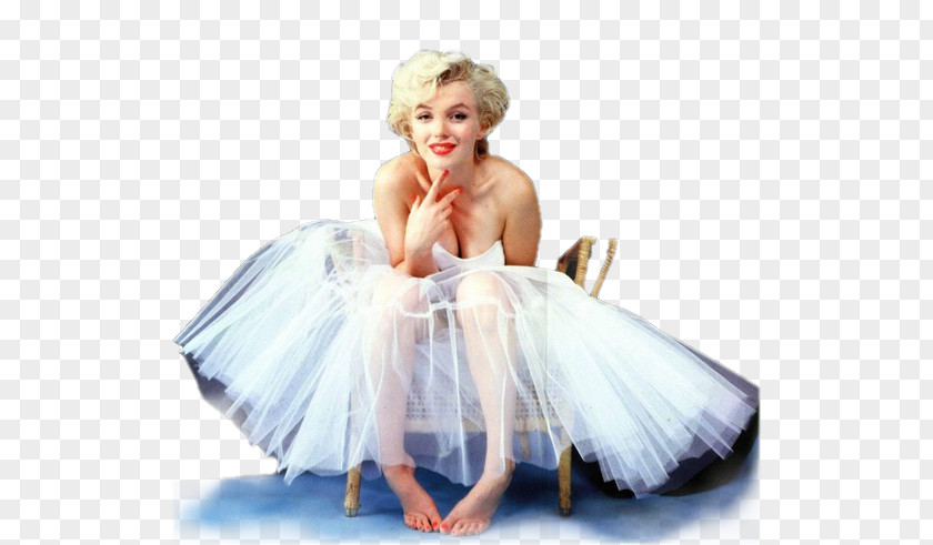 Marilyn Monroe White Dress Of Ballet Dancer Canvas Wallpaper PNG