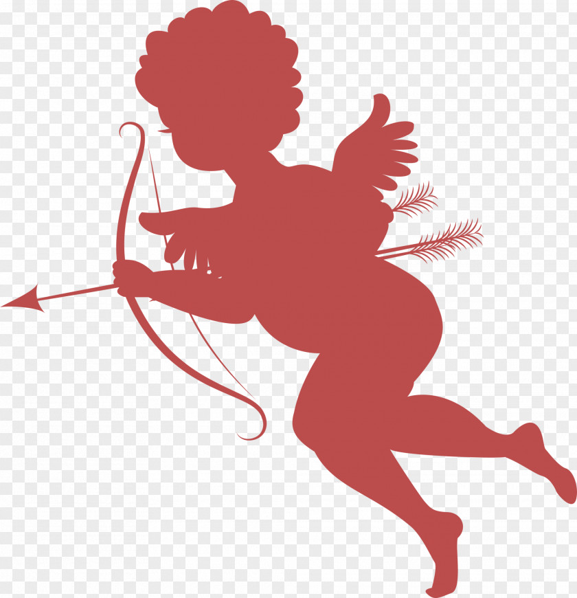 Red Simple Cupid Silhouette Clip Art PNG