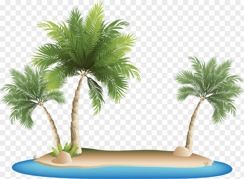 Cartoon Island Sea Palm Islands Tropical Resort Clip Art PNG