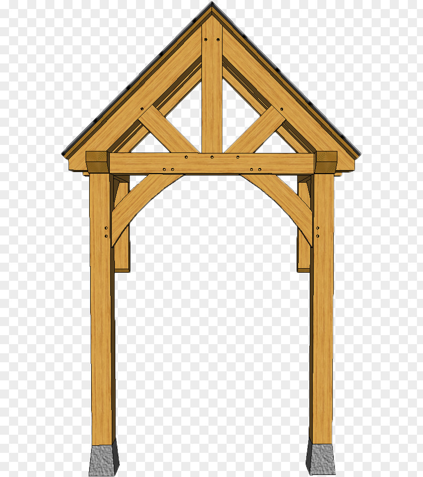 Design King Post Porch Queen Timber Roof Truss PNG