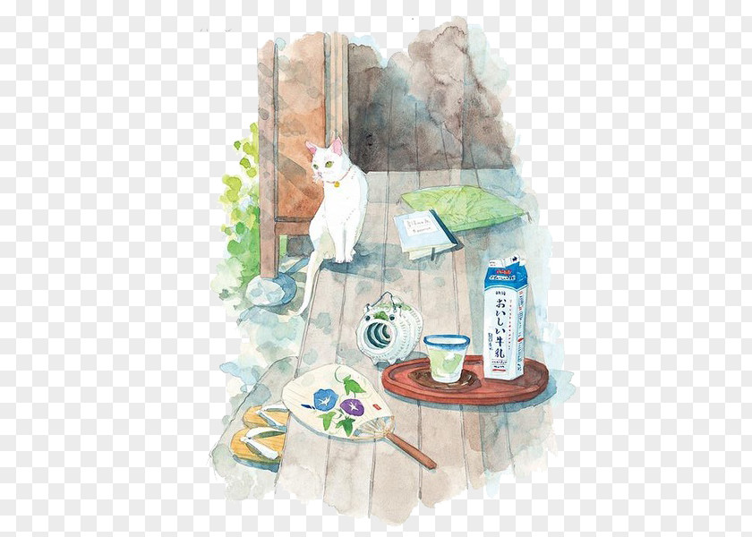 Cats And Breakfast Soy Milk Illustration PNG