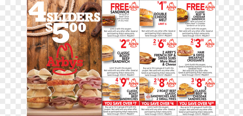 Fast Food Flyer Roast Beef French Fries Arby's Coupon PNG