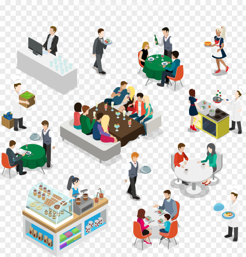 Isometric Vector Restaurant Design Isometry Projection PNG