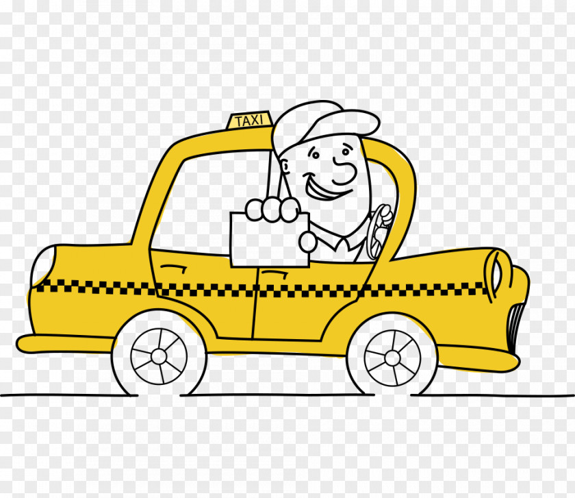 Cartoon Painted With Yellow Taxi Driver To Take The Card Madikeri Denver International Airport Bus Transport PNG